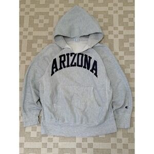 Vintage 80s Champion Reverse Weave Arizona Hoodie Size Large Ripped Neck